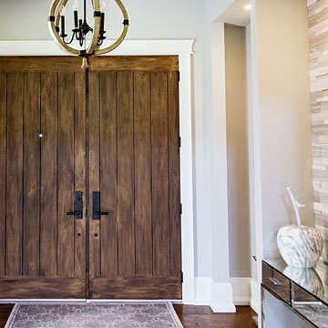Foyer with Double Wooden Front Doors