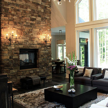 Living Room with Double-Sided Fireplace