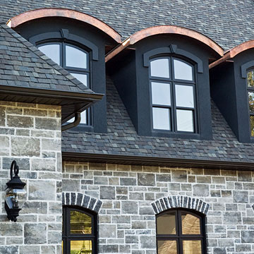 Close-up of Exterior Windows with Copper Accents