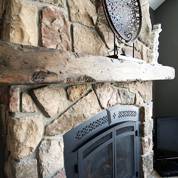 Close-up of Rustic Fireplace Mantle
