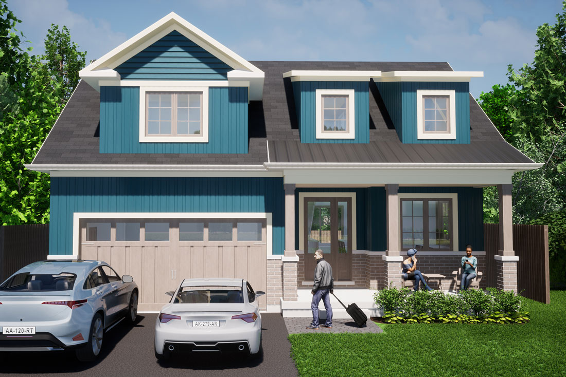 Another view of the Derwent model rendering of the exterior of the home.
